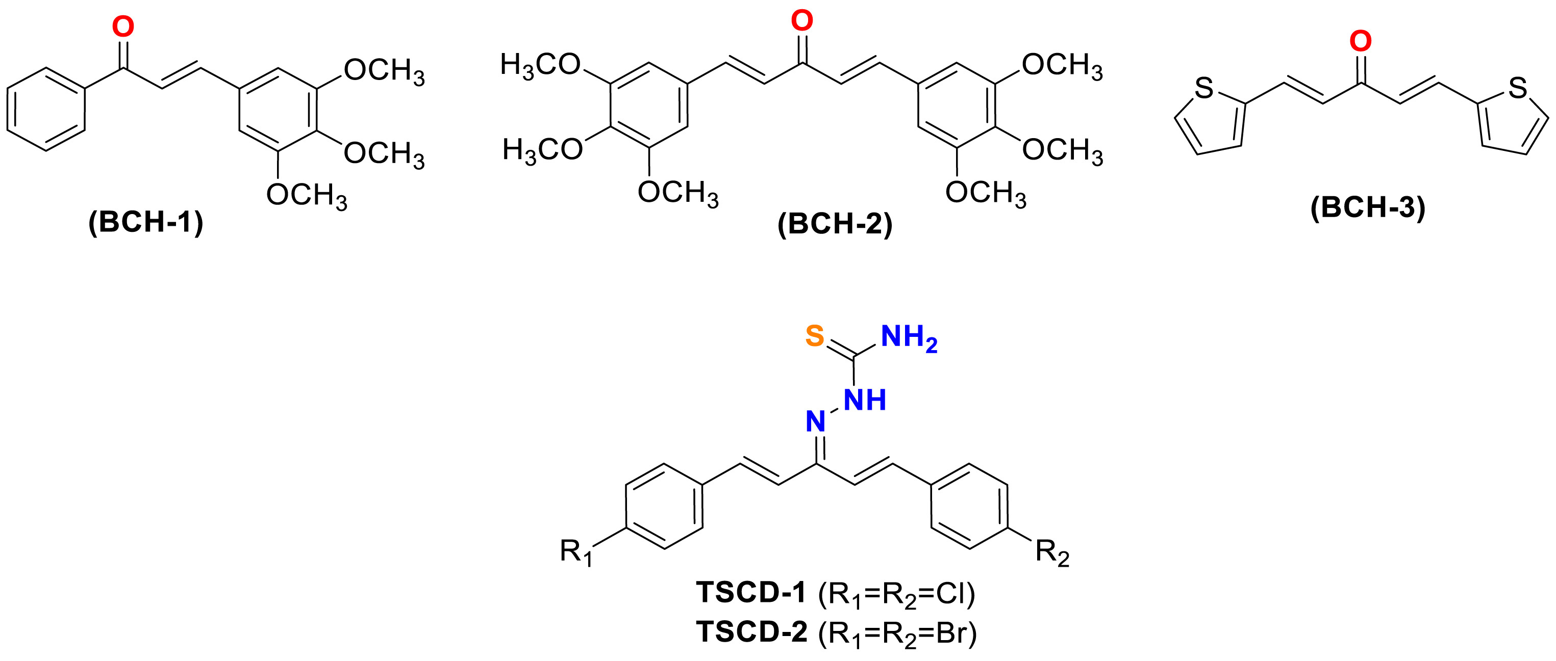 Comparing two-photon absorption of chalcone, dibenzylideneacetone and thiosemicarbazone derivatives.