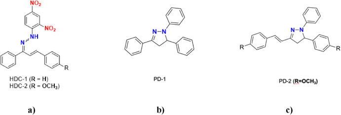 Exploring the two-photon absorption response in short p-chain organic compounds: hydrazones and pyrazolines derivatives.